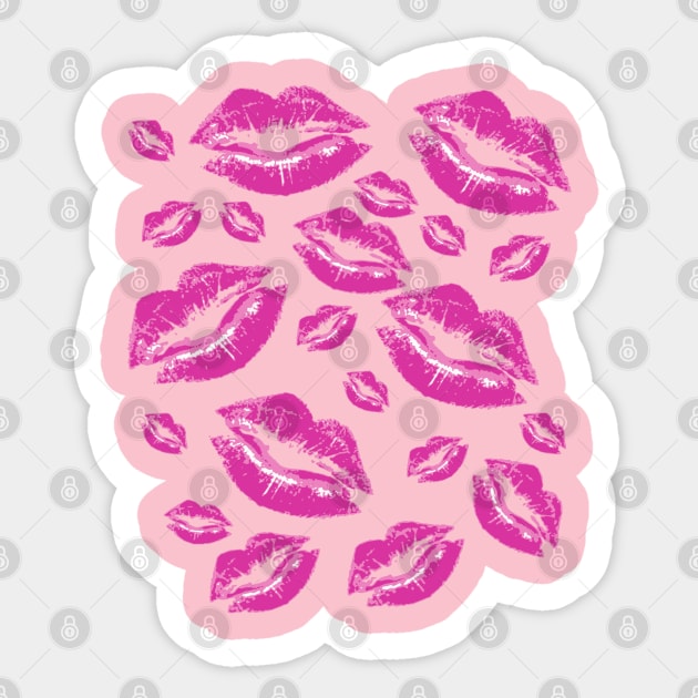 Cover Me In Kisses Playful Pink Lipstick Flirtatious Fun Sticker by taiche